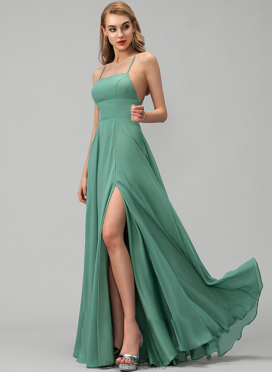 Length Neckline Straps A-Line SquareNeckline Silhouette Fabric Floor-Length Briley Floor Length Spaghetti Staps Natural Waist Bridesmaid Dresses