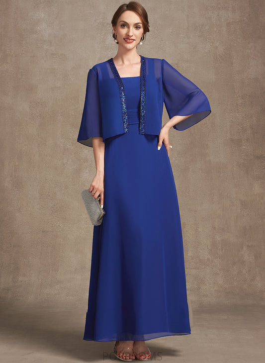 Chiffon Dress Neckline A-Line With Bride Mother of the Bride Dresses Mother Destinee Square the Ruffle Ankle-Length of