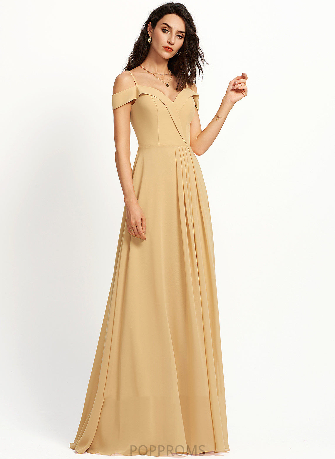 Fabric V-neck Floor-Length Silhouette Straps Length A-Line Neckline Patricia Floor Length Natural Waist Sleeveless Bridesmaid Dresses