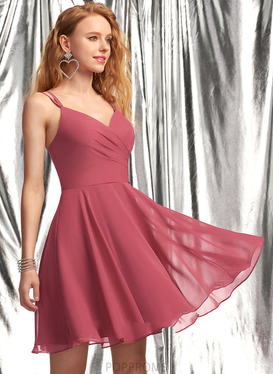 Dress Short/Mini A-Line With Homecoming Dresses V-neck Homecoming Chiffon Ruffle Keira