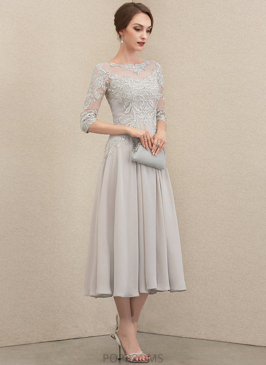 Neck Yadira Beading Chiffon Scoop of With Lace Tea-Length A-Line Bride Sequins the Mother of the Bride Dresses Mother Dress