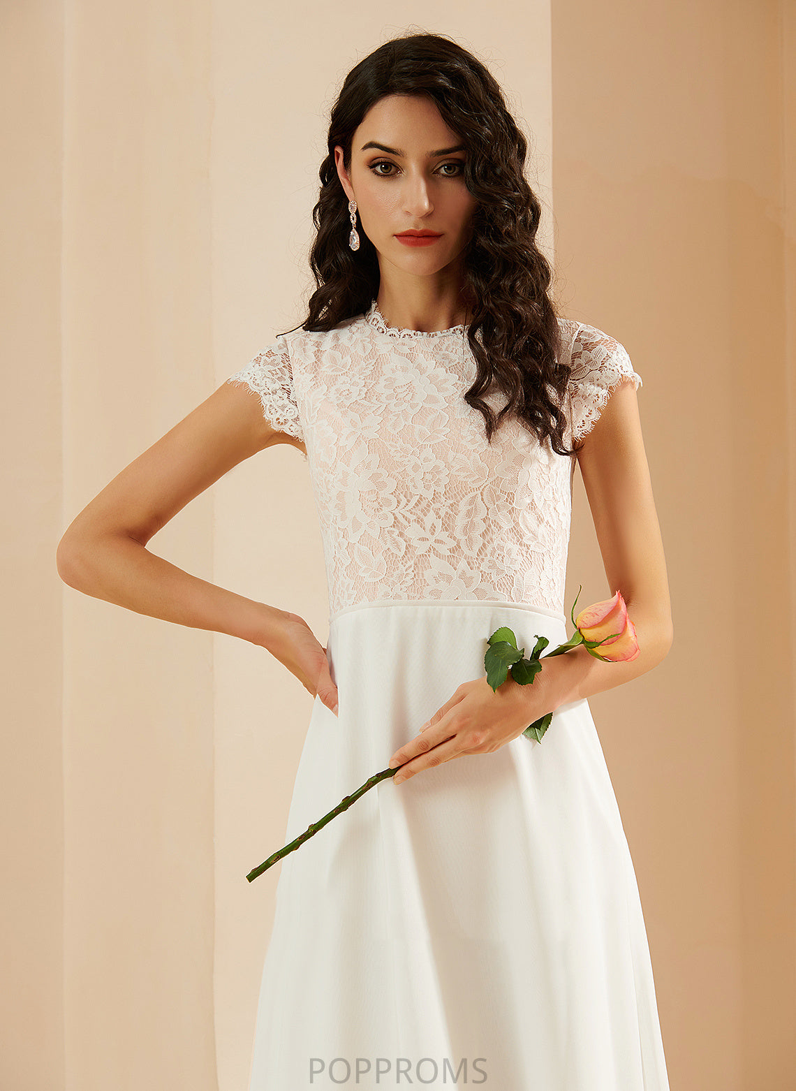 With A-Line Neck Wedding Rosa Scoop Chiffon Floor-Length Wedding Dresses Lace Dress