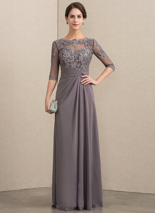 Mother of the Bride Dresses Mother Neck Chiffon Sequins A-Line Beading of Scoop Lace With Dress the Bride Samantha Floor-Length