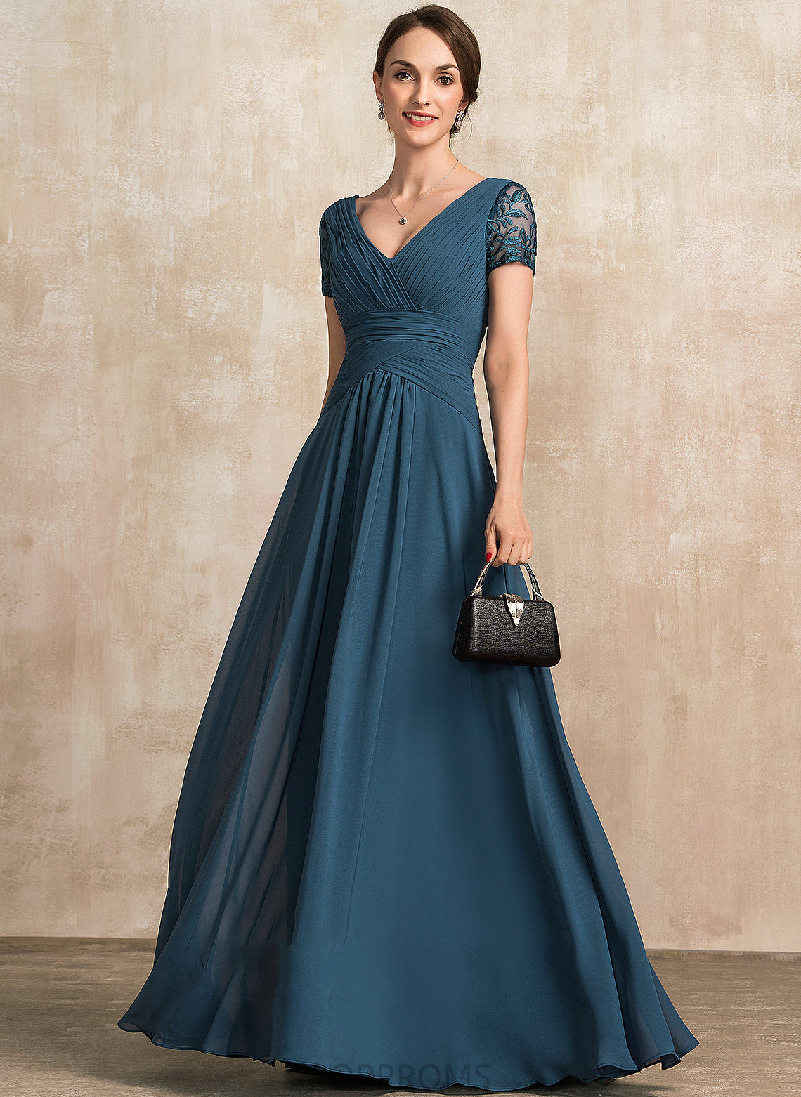 With Bride the Mother Dress Chiffon V-neck of Mother of the Bride Dresses Floor-Length Kate Lace A-Line