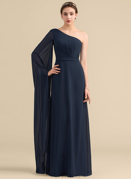 Silhouette Neckline One-Shoulder A-Line Floor-Length Length Ruffle Embellishment Fabric Baylee A-Line/Princess V-Neck Bridesmaid Dresses