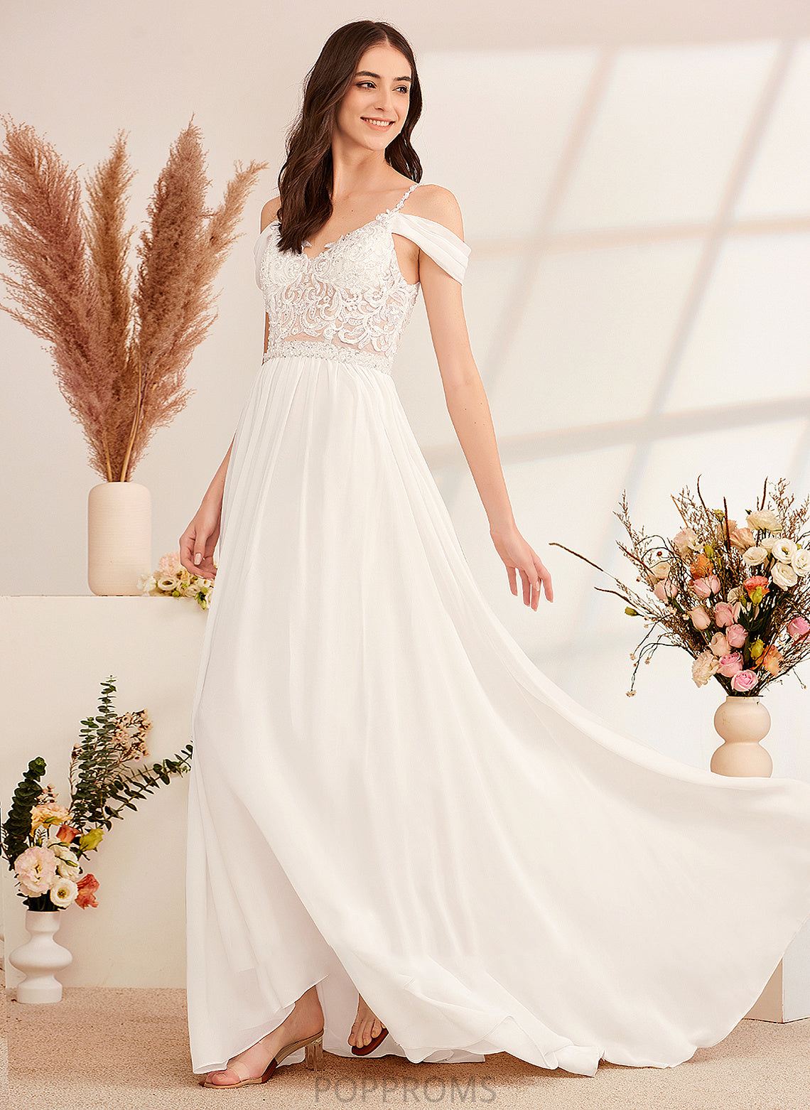 Wedding A-Line Beading Dress Sequins Justice Wedding Dresses V-neck Train Sweep With