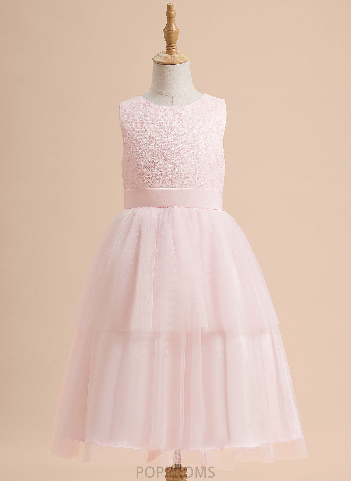 With Flower Girl Dresses Scoop Tamia Sleeveless Satin/Tulle A-Line Lace Dress Knee-length Neck Girl - Flower