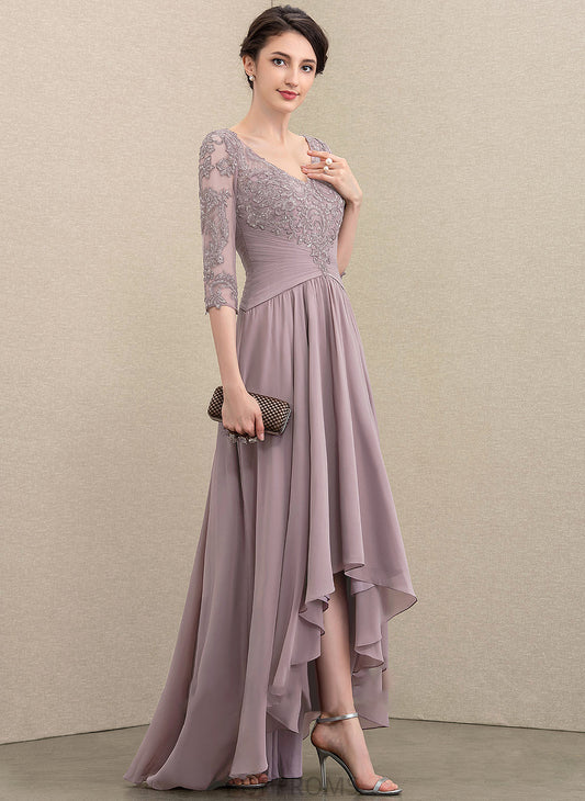 Chiffon Mother the Dress Lace of V-neck With Maud Asymmetrical A-Line Bride Mother of the Bride Dresses Sequins