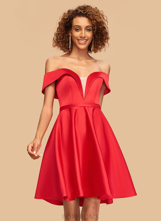 Homecoming Dresses Satin Dress Short/Mini Willa Off-the-Shoulder A-Line Homecoming