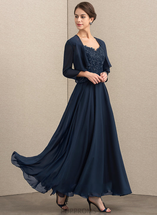 A-Line of Lace Sequins Mother With V-neck Bride Kelsie Dress the Chiffon Mother of the Bride Dresses Ankle-Length