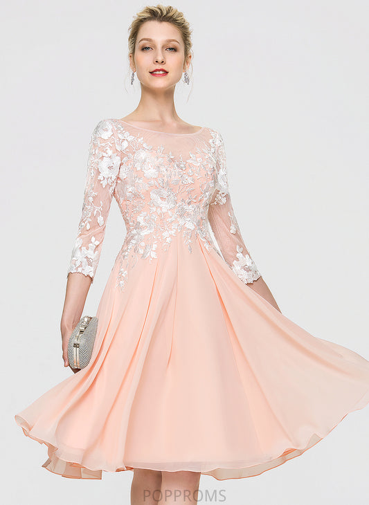 Chiffon Dress Scoop Wedding Dresses A-Line Wedding Winnie Knee-Length Lace