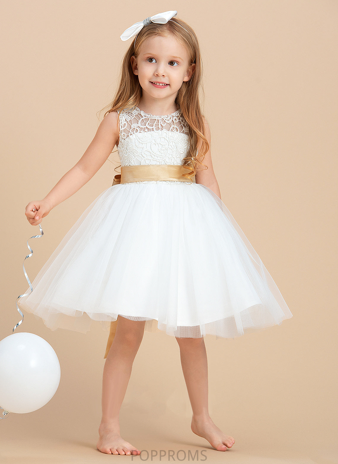 Scoop Dress Satin/Tulle/Lace Sleeveless Flower Girl Dresses Sash/Bow(s)/Back Flower Neck Knee-length Chanel - Girl A-Line Hole With