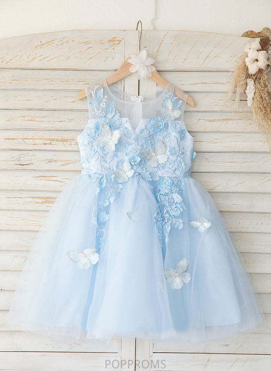 Flower Girl Dresses Scoop Knee-length Tulle/Lace A-Line Destiny Sleeveless Dress Neck Girl Flower -