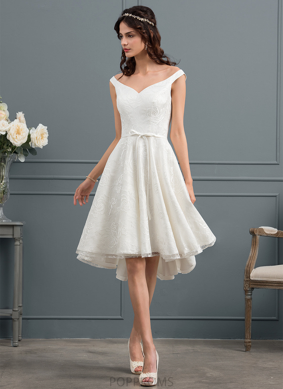 Dress Asymmetrical Lace Wedding Dresses Sherry Bow(s) A-Line With Wedding