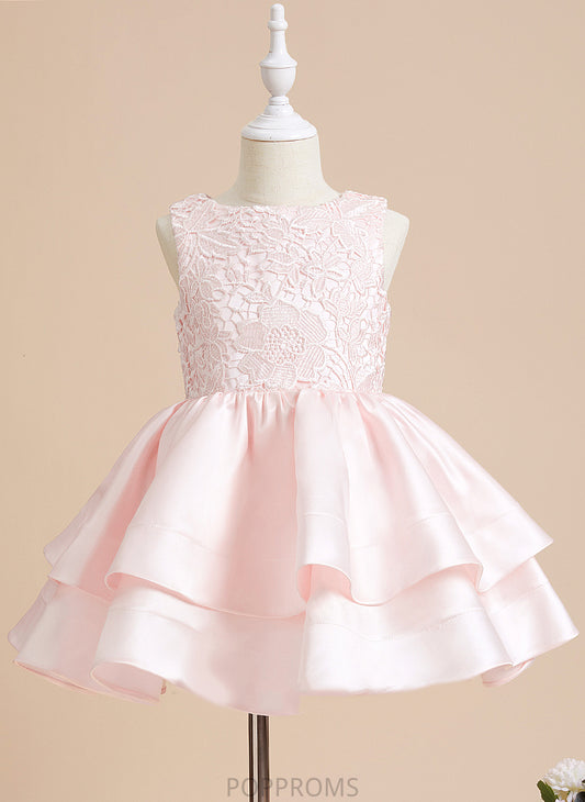 Dress Sleeveless - Scoop Neck Flower Lyric Satin/Lace A-Line Flower Girl Dresses Short/Mini Girl