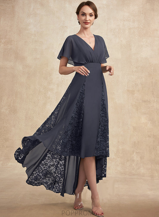 Chiffon V-neck of Bride With Mother Lace the Ruffle Rylie Mother of the Bride Dresses Asymmetrical Dress A-Line