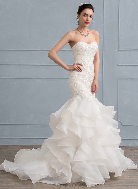 Dress Sweep Wedding Dresses Organza Trumpet/Mermaid Wedding Lace Sweetheart Train Veronica