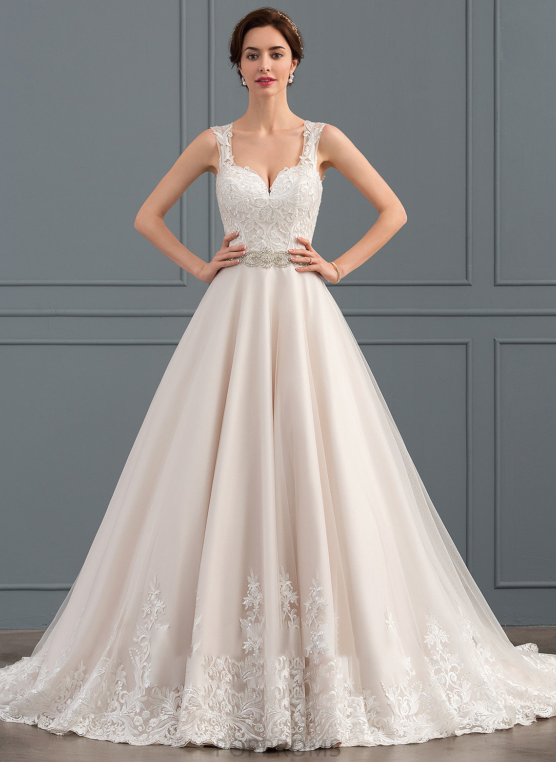 Dress Lucia Wedding Dresses With Beading Court Ball-Gown/Princess Tulle Lace Wedding Sweetheart Train