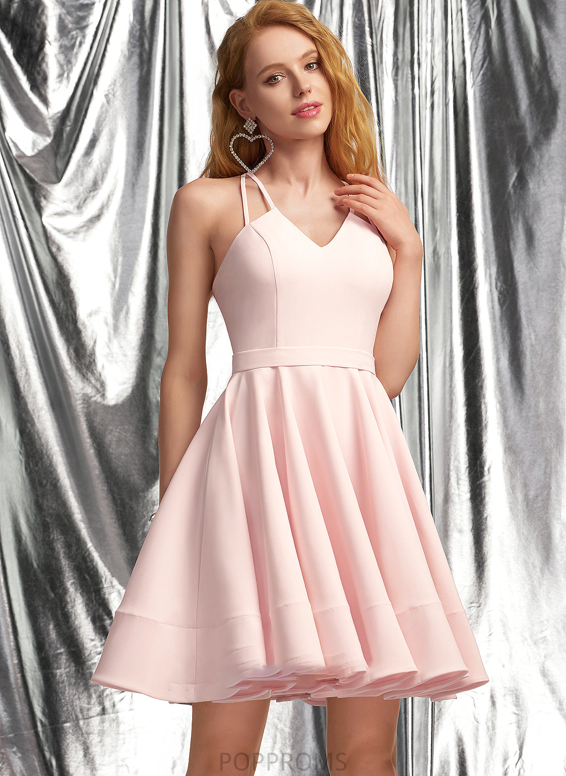 Stretch A-Line V-neck Crepe Prom Dresses Marely Short/Mini