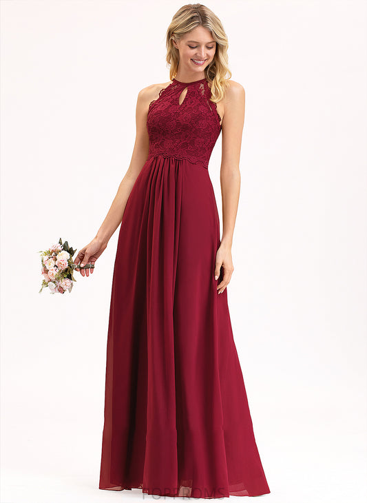 Scoop Prom Dresses A-Line Ainsley Chiffon Neck Lace Floor-Length