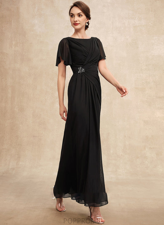 With Chiffon Bride Mother of the Bride Dresses Neck A-Line Olive Scoop of Beading Dress Mother Ruffle Ankle-Length the