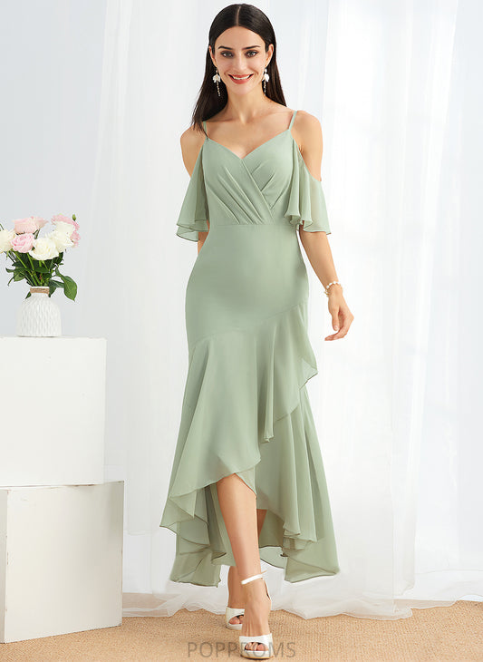 Trumpet/Mermaid Cocktail Dress Ruffle V-neck With Chiffon Cocktail Dresses Asymmetrical Jordan