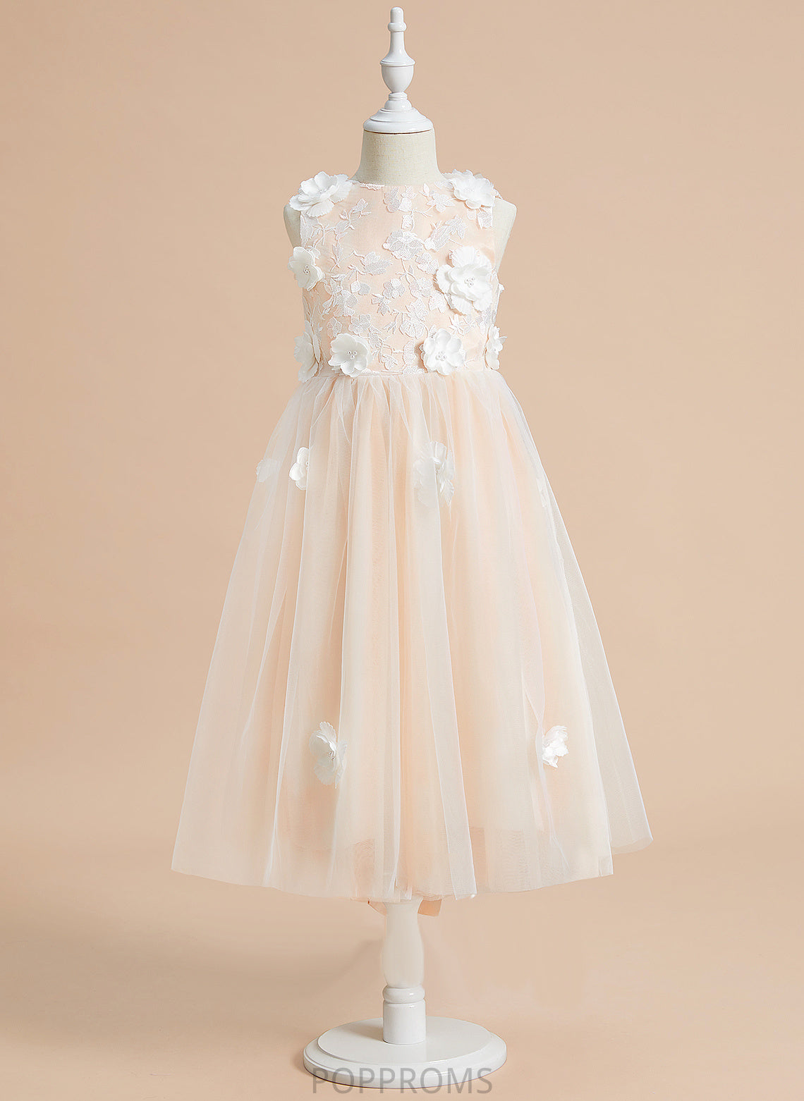 Flower Girl Dresses A-Line Flower Neck Girl Flower(s)/Bow(s) With - Tulle Scoop Tea-length Elliana Dress Sleeveless