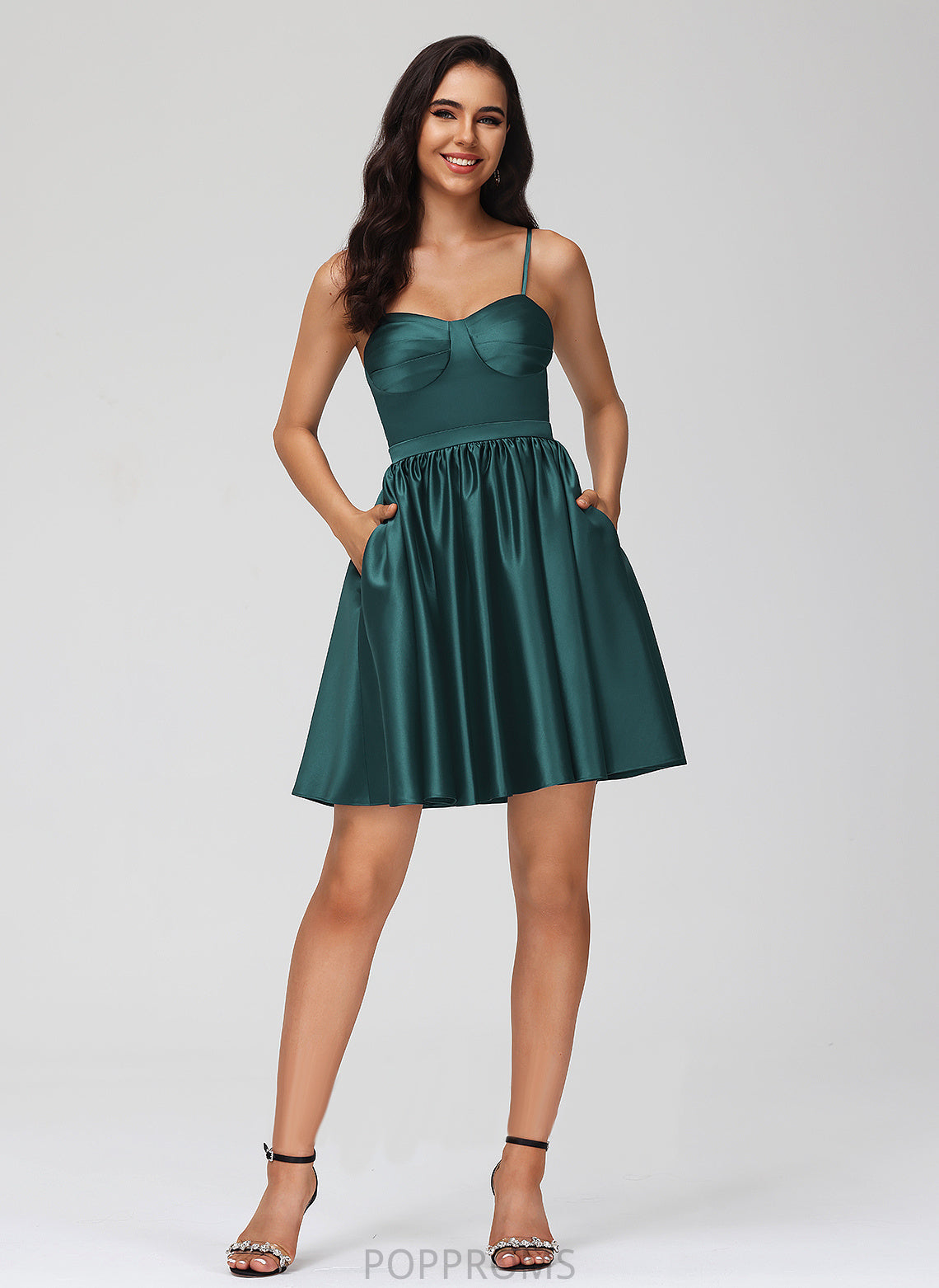 Sweetheart Pockets With Homecoming Dresses Dress A-Line Alyssa Satin Homecoming Short/Mini