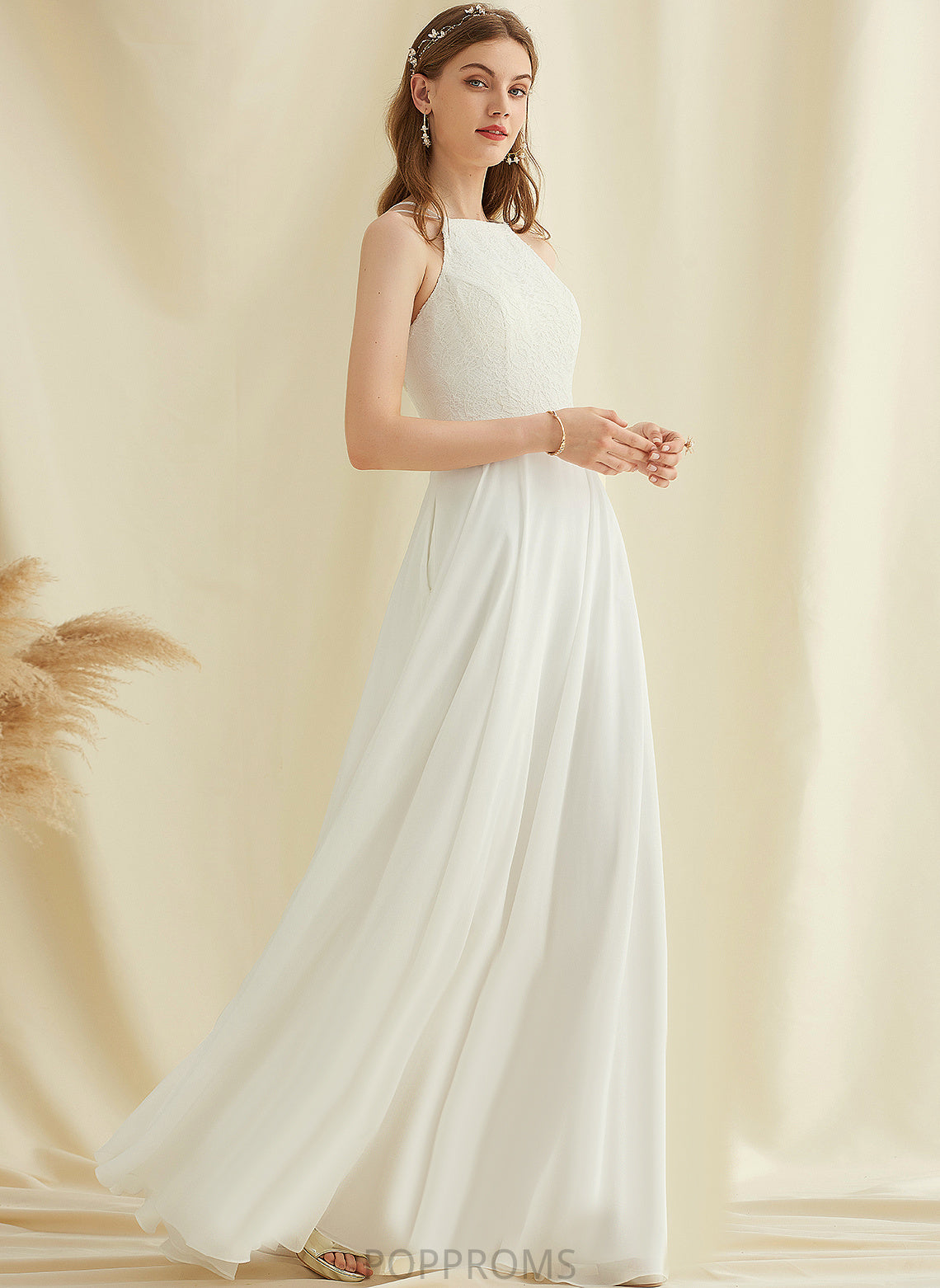 Lace Floor-Length Jamya Wedding Dress A-Line Wedding Dresses Chiffon