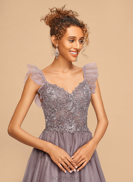 Knee-Length Dress Lace Ruffles Homecoming Homecoming Dresses A-Line Tulle V-neck Paige With Cascading