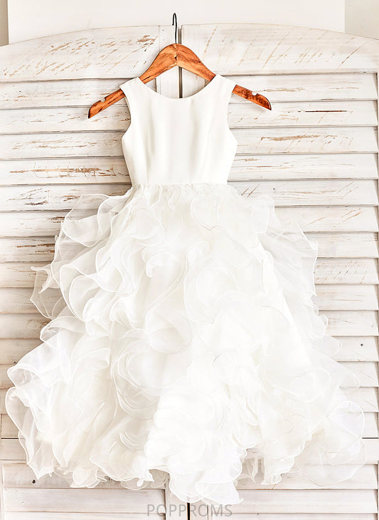 Ruffles - Dress Floor-length Neck Organza With Ball Gown Flower Girl Dresses Girl Scoop Sleeveless Jordin Flower