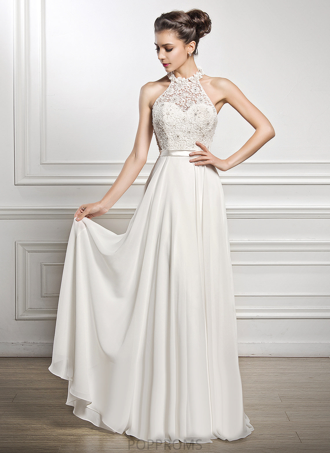 Sequins Dress With Chiffon Wedding Dresses Floor-Length Lace Wedding Marie Beading A-Line