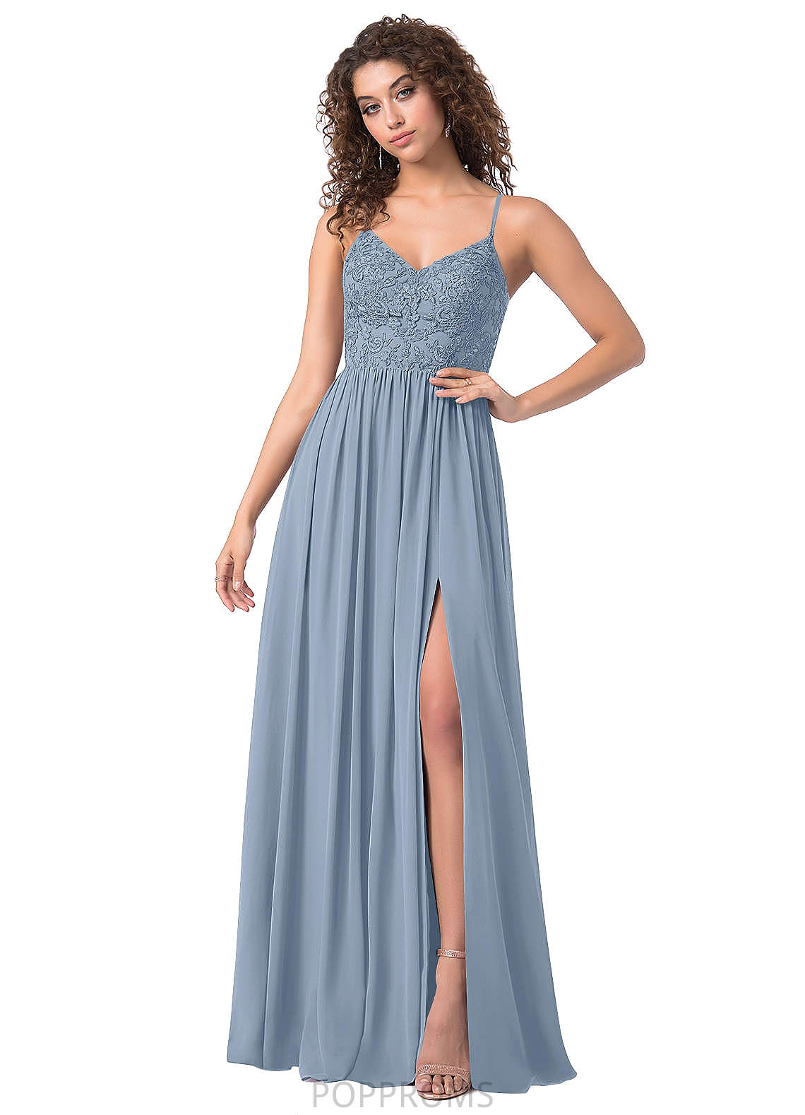 Jocelyn Spaghetti Staps A-Line/Princess Floor Length Natural Waist Sleeveless Bridesmaid Dresses