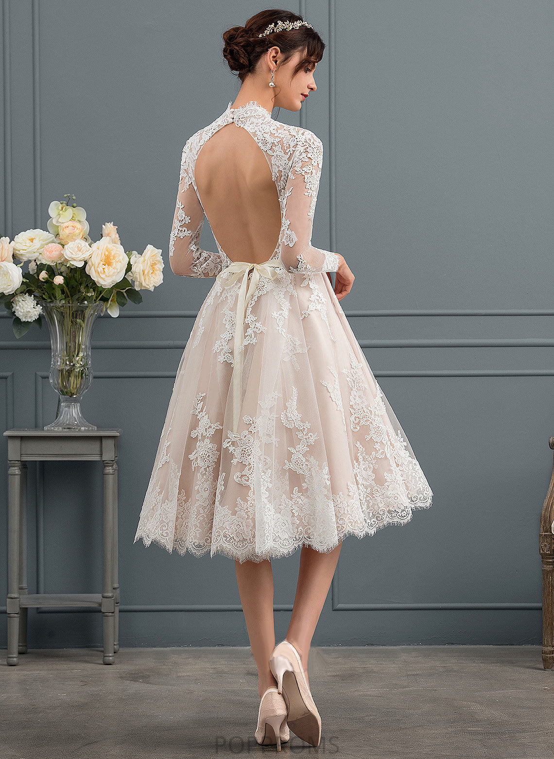 Dress Chasity Illusion Lace Tulle Knee-Length Wedding Dresses A-Line Wedding