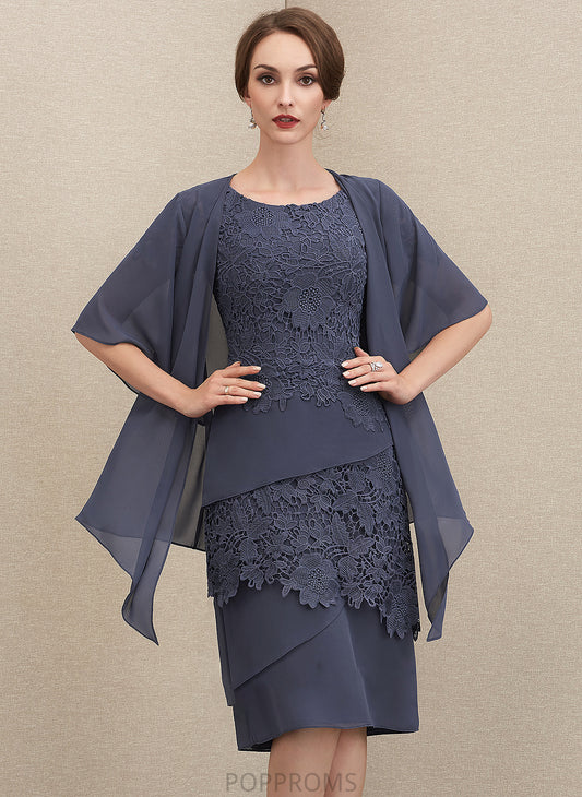 Chiffon Bride Lace Neck Mother of the Bride Dresses Dress Scoop of the Mother Knee-Length Allison Sheath/Column