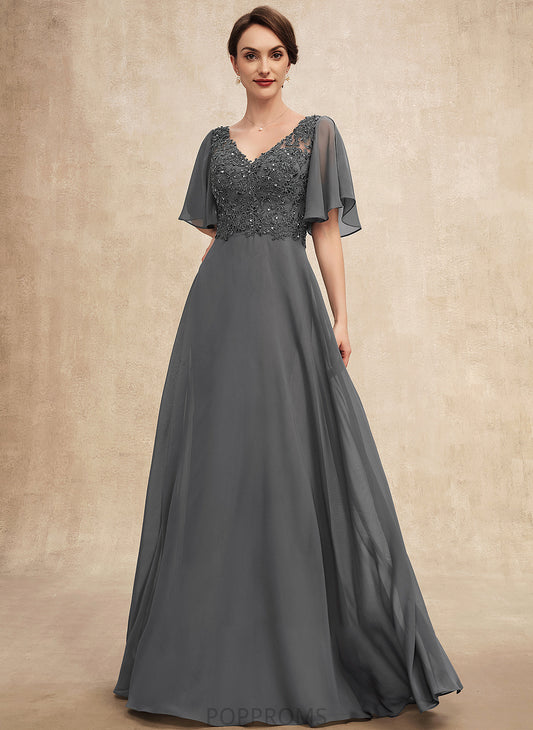 Sequins Lace Dress V-neck Bella of Chiffon the Beading Mother Bride Mother of the Bride Dresses Floor-Length With A-Line