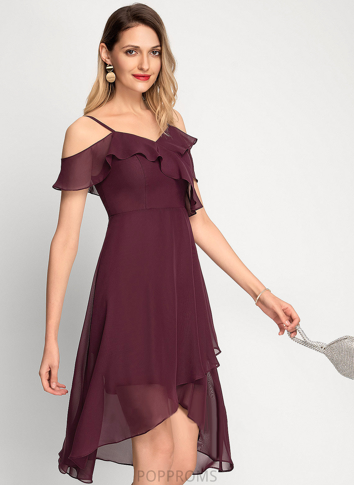 A-Line Asymmetrical Cocktail Off-the-Shoulder Chiffon Cocktail Dresses Dress Zion