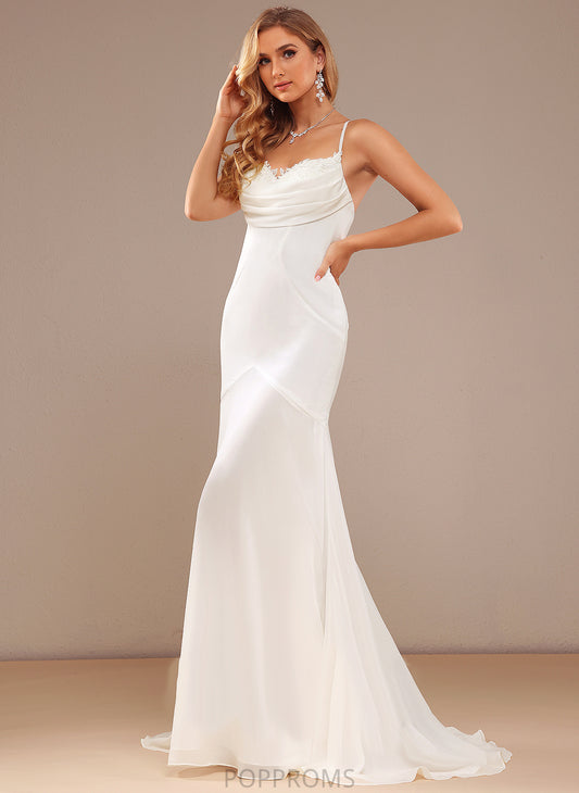 Karla V-neck Chiffon Dress Wedding Dresses Trumpet/Mermaid Sweep Lace Train Wedding