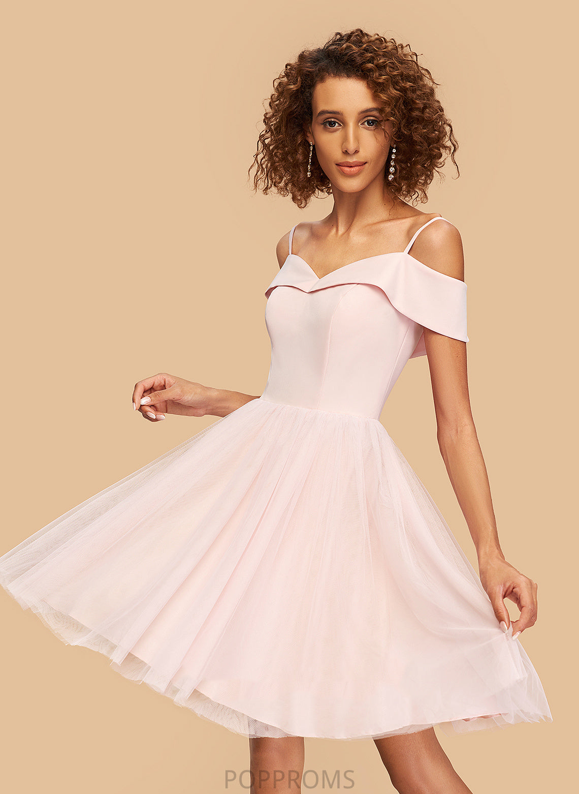 A-Line Off-the-Shoulder Dress V-neck Maribel Homecoming Dresses Homecoming Short/Mini Tulle