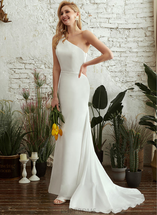 Sweep Dress One-Shoulder Wedding Dresses Kay Trumpet/Mermaid Wedding Train