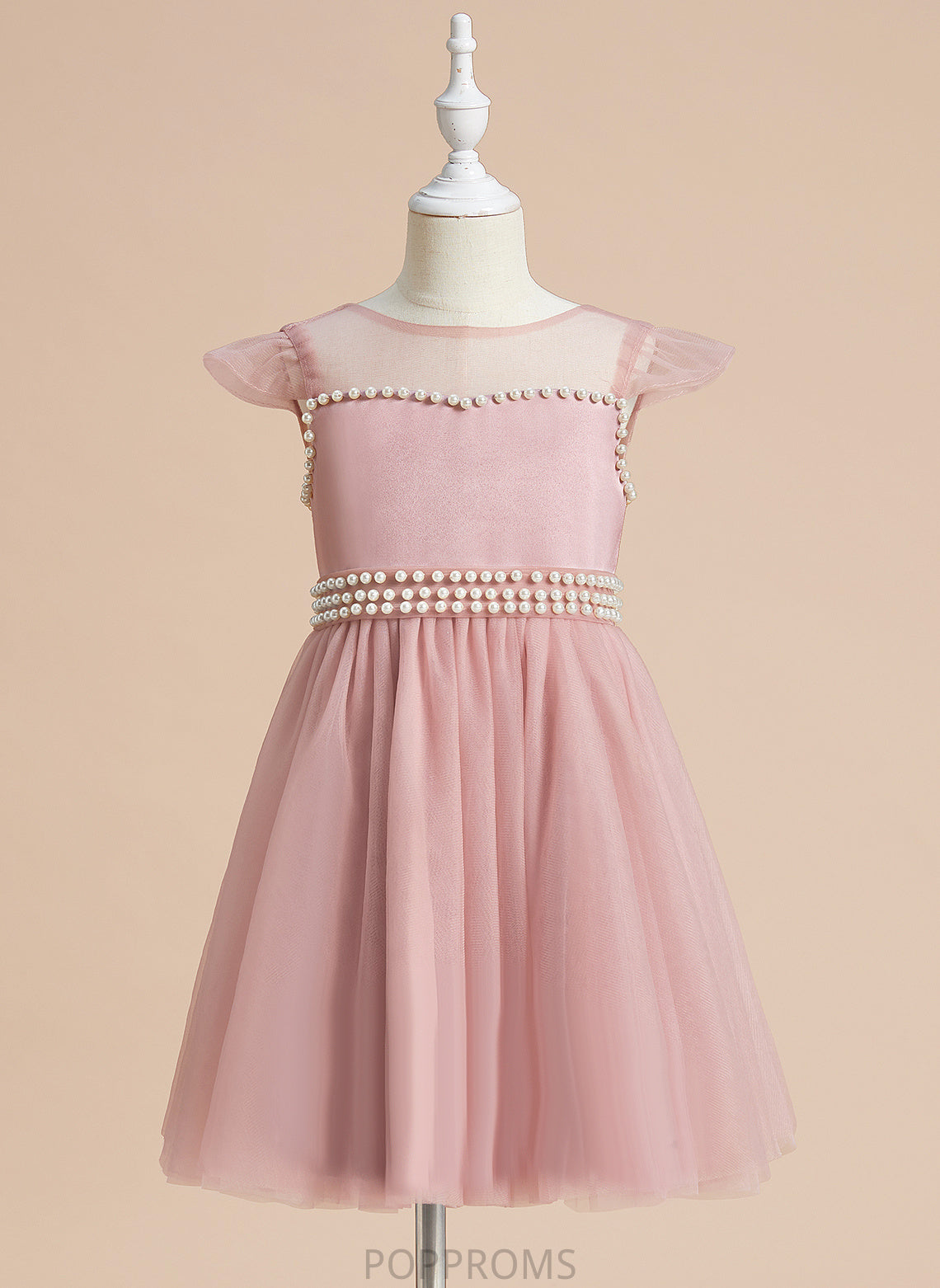 Beading/Bow(s) Flower Girl Dresses Knee-length Scoop - A-Line With Girl Flower Sleeveless Satin/Tulle Carissa Neck Dress