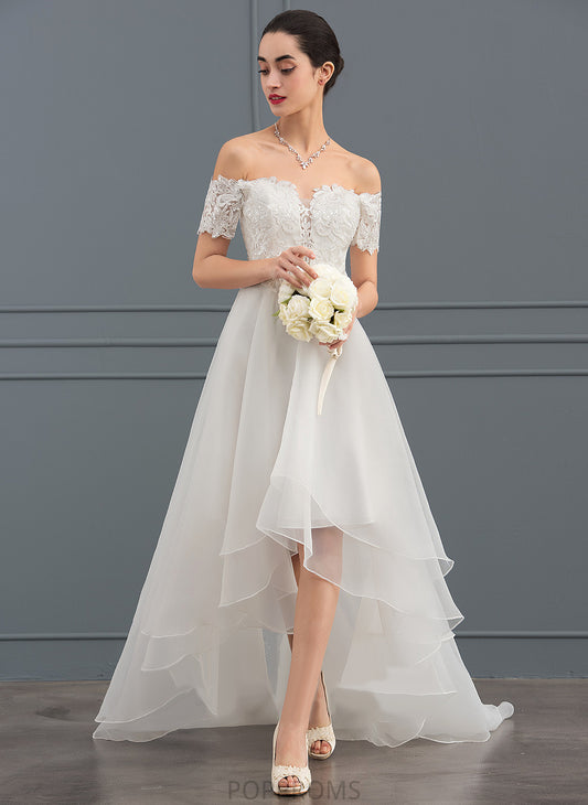 Organza With Asymmetrical Sequins Dress Charlotte Lace Wedding Wedding Dresses A-Line