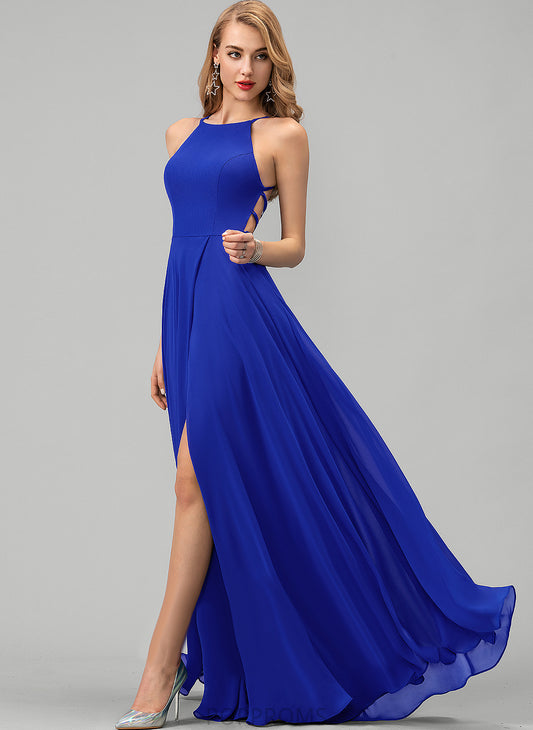 Floor-Length Scoop Sophie Prom Dresses A-Line Chiffon