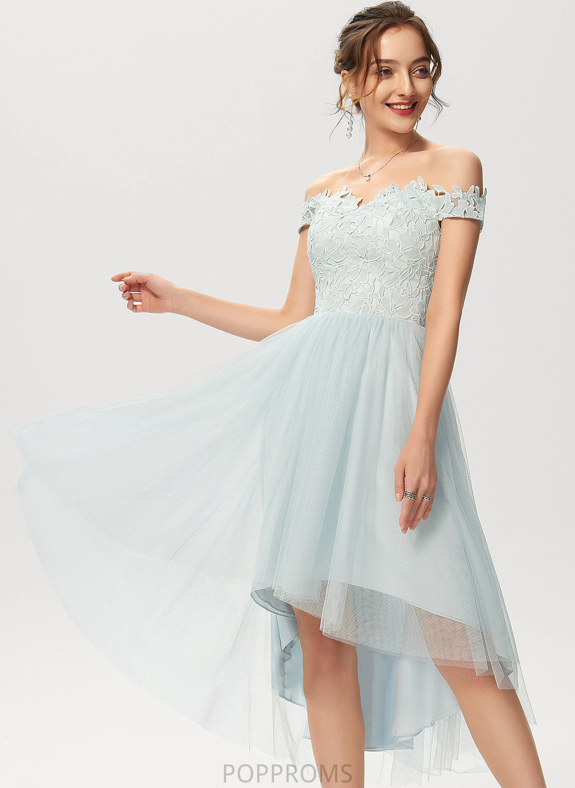 Cocktail Dresses Dress Lace Reina Cocktail Off-the-Shoulder A-Line Asymmetrical Tulle