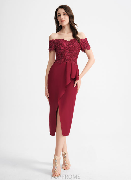 Cocktail Dresses Maritza Off-the-Shoulder Lace Dress Chiffon Sheath/Column Tea-Length Cocktail