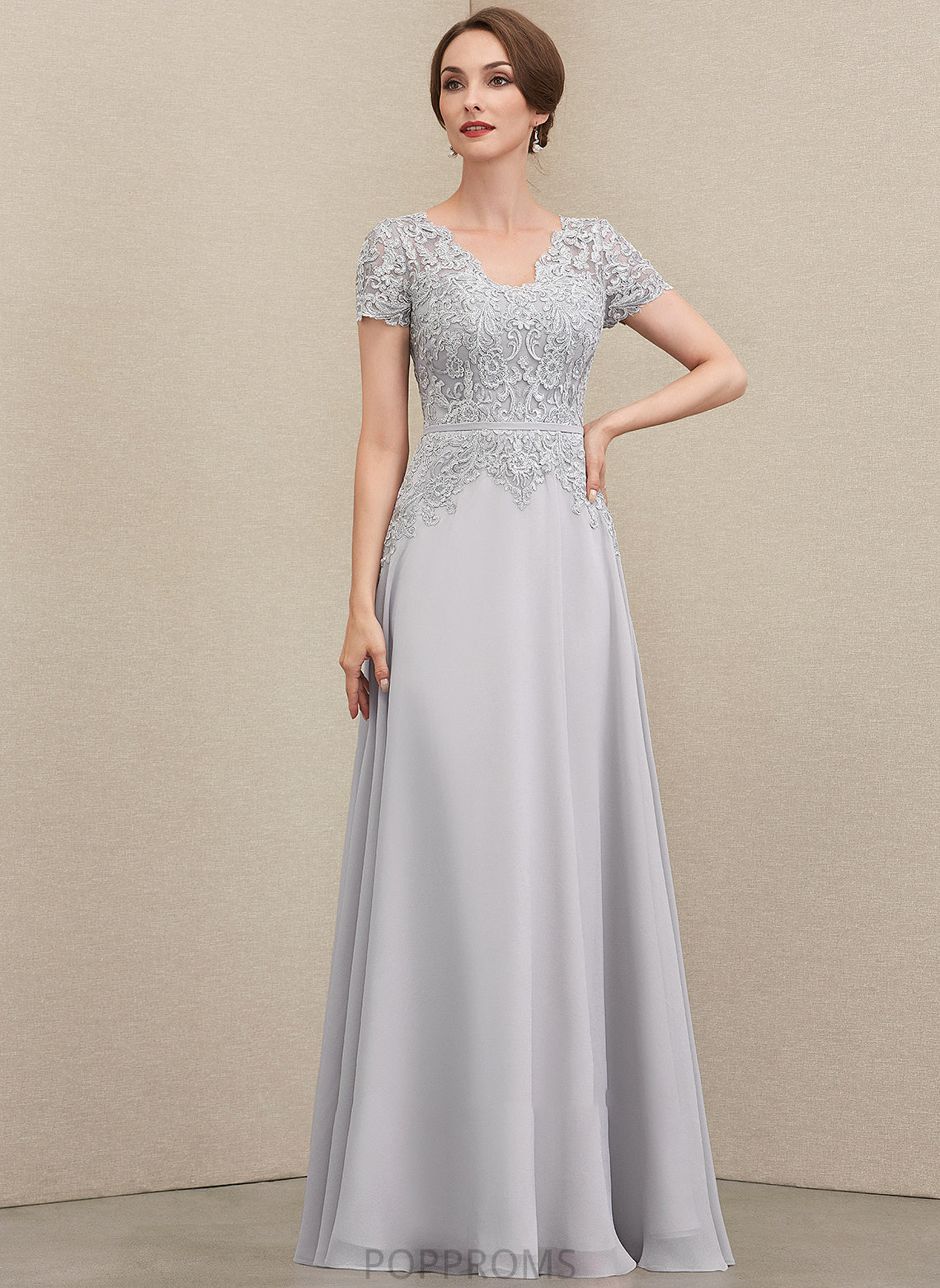 Floor-Length of Lace the Mother Jayda V-neck Mother of the Bride Dresses Bride A-Line With Chiffon Dress Sequins