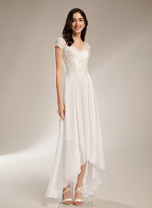 Wedding Asymmetrical Lace Wedding Dresses With Dress A-Line V-neck Yaritza