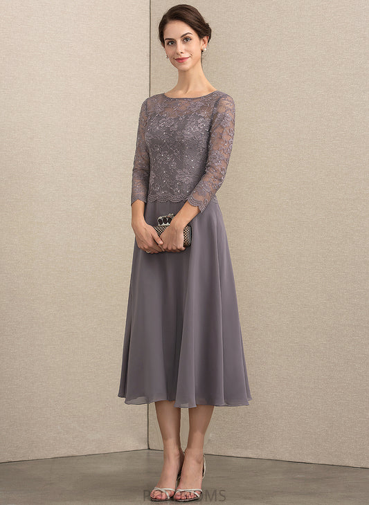 Chiffon Lace Presley Tea-Length A-Line Neck Bride Scoop Sequins the With Dress Mother Mother of the Bride Dresses of