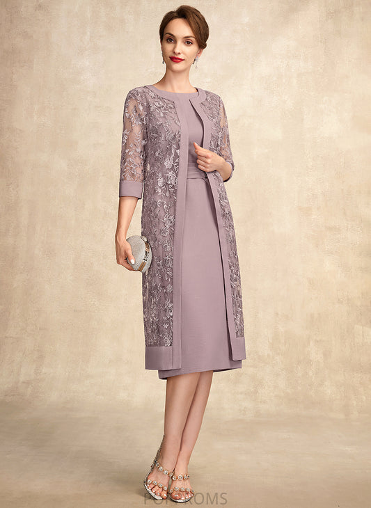 Mother of the Bride Dresses Neck Scoop of the Sequins With Knee-Length Ruffle Sheath/Column Dress Chiffon Mother Julianne Bride