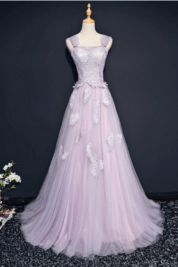 Pretty A-line Long Prom Dresses With Appliques Party Dresses